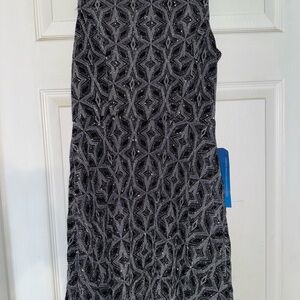 Black and Silver Geometric Patterned Dress